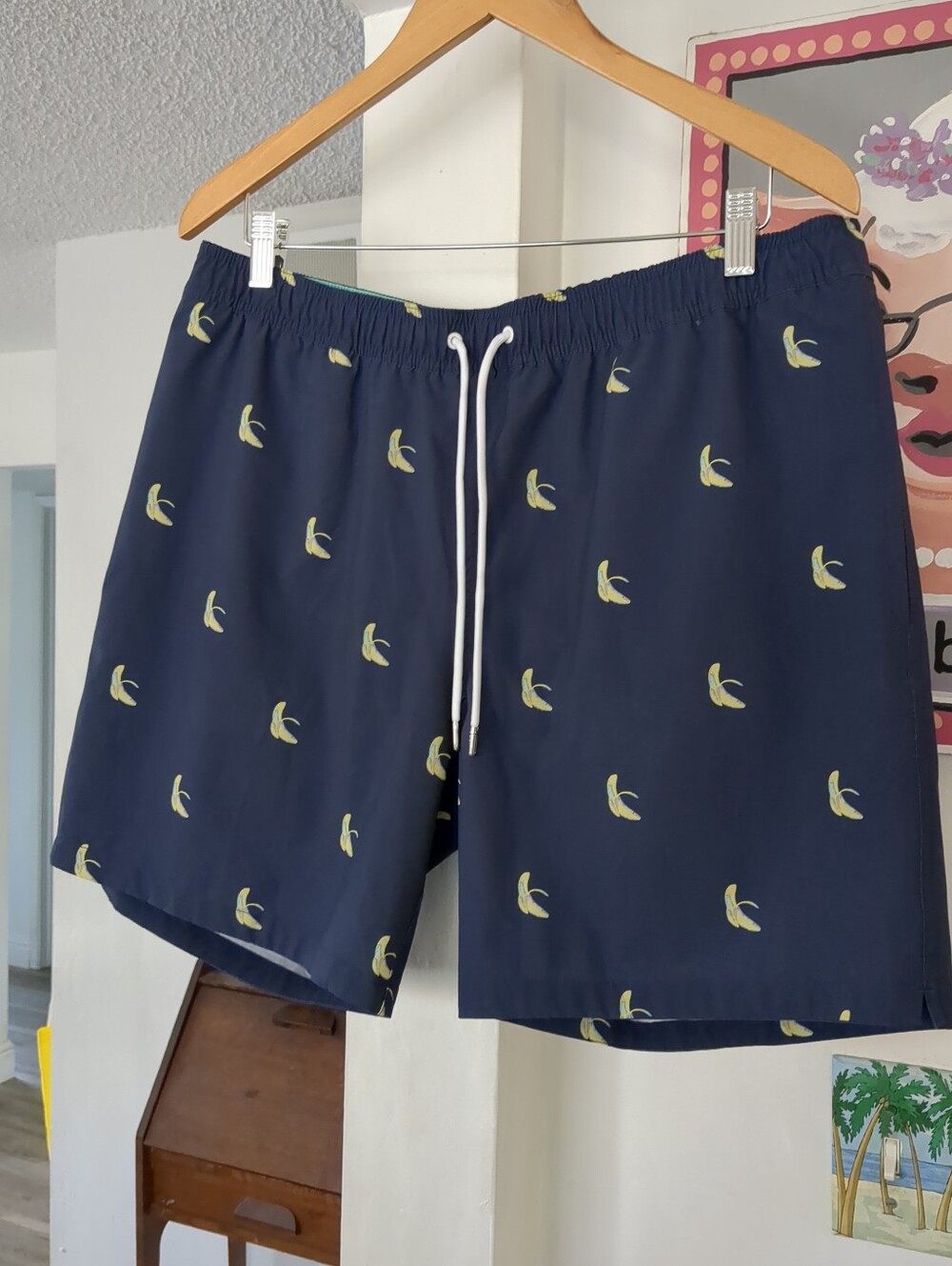 BONOBOS BANANA PRINT Sz Large  Riviera 7 Inch Inseam  Swim Trunks ShortsPremiu